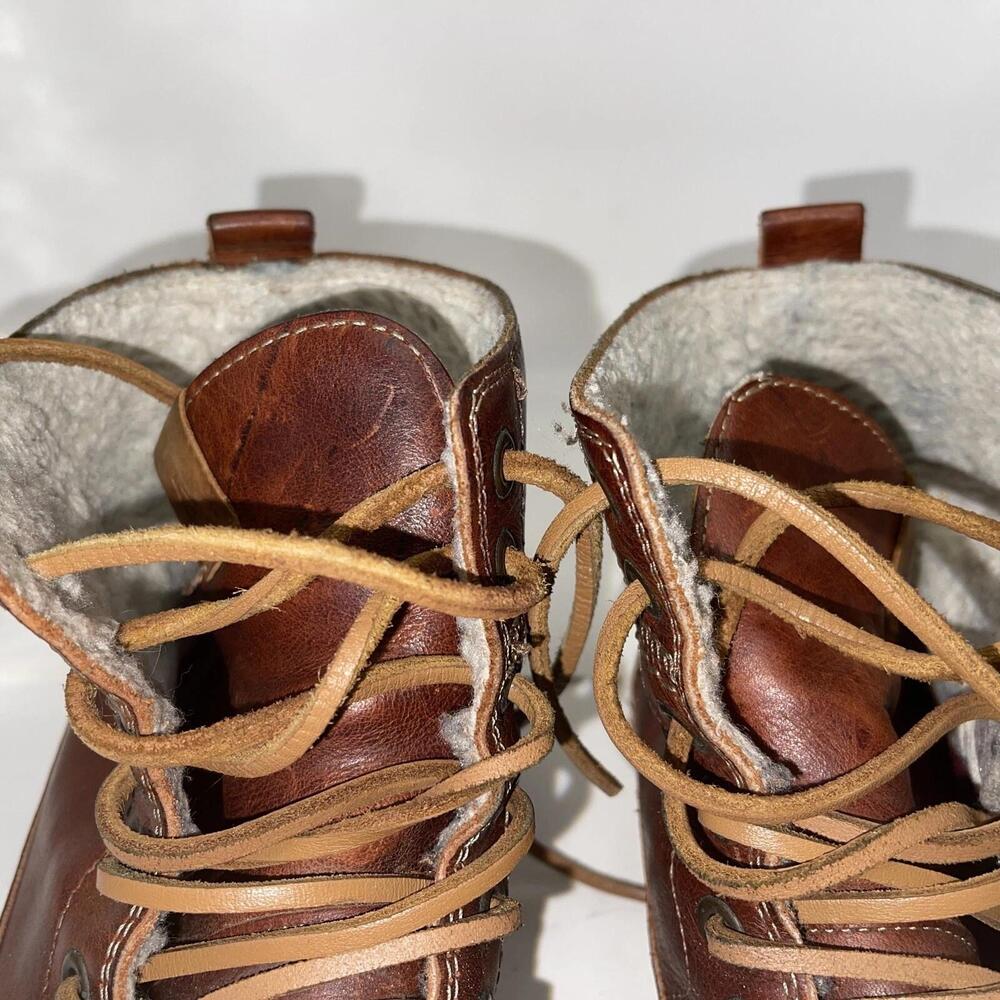 Leather Ankle Boots Mens Size 7.5 ALDO Brown Lace Up Wool Lined Type 3905